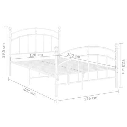 Sängram utan madrass vit metall 120x200 cm