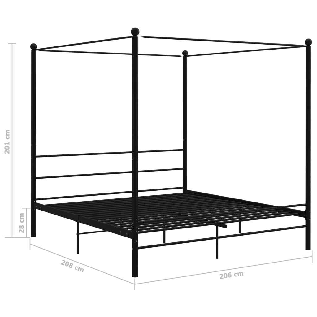 Himmelsäng svart metall 200x200 cm