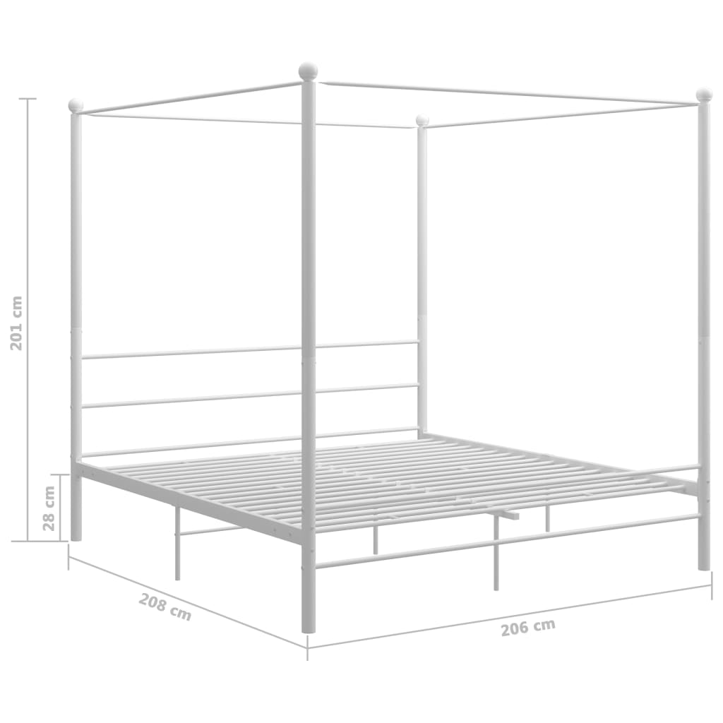 Himmelsäng vit metall 200x200 cm