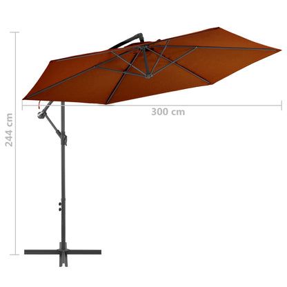 Frihängande trädgårdsparasoll aluminiumstång terrakotta 300 cm