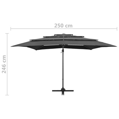 Trädgårdsparasoll 4-nivåer aluminiumstång antracit 250x250 cm