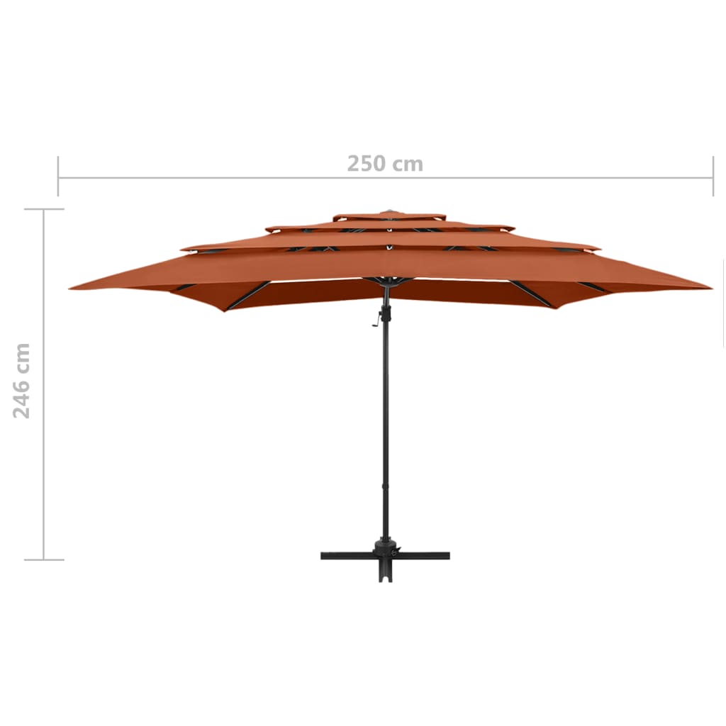 Trädgårdsparasoll 4-nivåer aluminiumstång terrakotta 250x250 cm