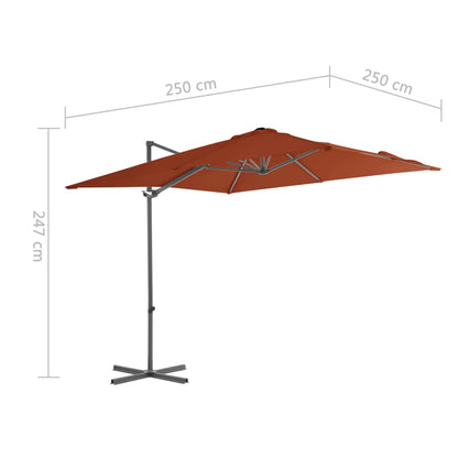 Frihängande trädgårdsparasoll stålstång terrakotta 250x250 cm