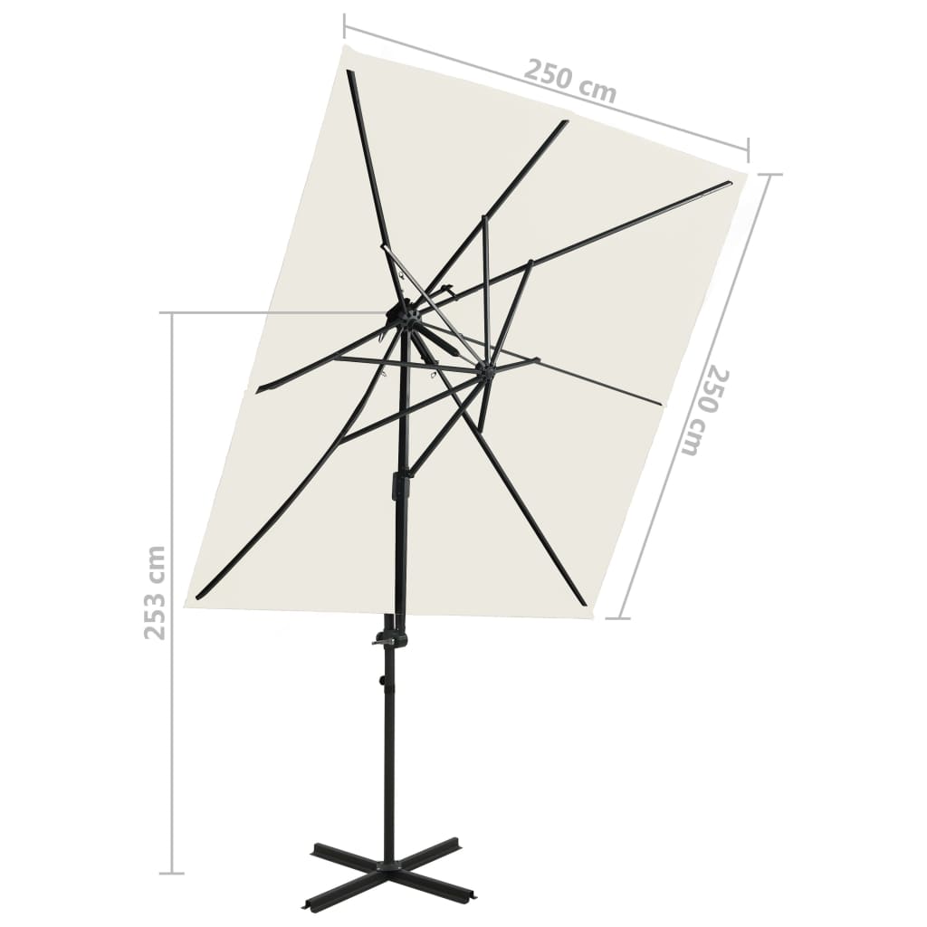 Frihängande trädgårdsparasoll med ventilation sand 250x250 cm