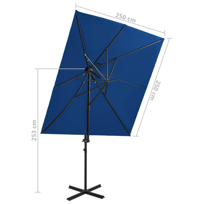 Frihängande trädgårdsparasoll med ventilation azurblå 250x250cm