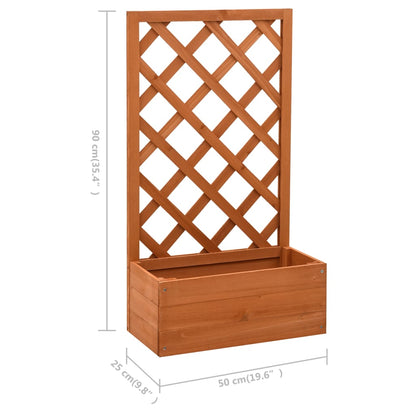 Odlingslåda med spaljé orange 50x25x90 cm massivt granträ