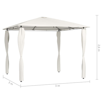 Paviljong med stolpar 3x3x2,6 m gräddvit 160 g/m²