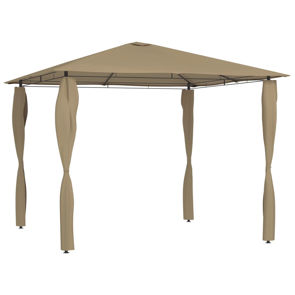 Paviljong med stolpar 3x3x2,6 m taupe 160 g/m²