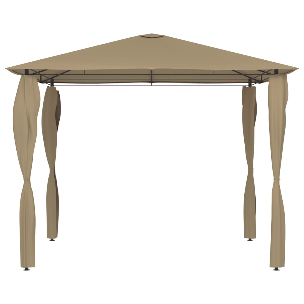 Paviljong med stolpar 3x3x2,6 m taupe 160 g/m²