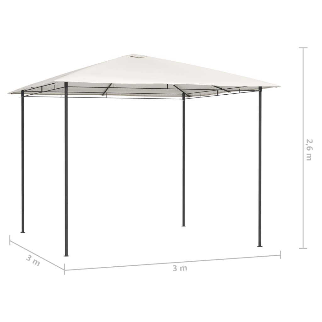 Paviljong 3x3x2,6 m gräddvit 160 g/m²