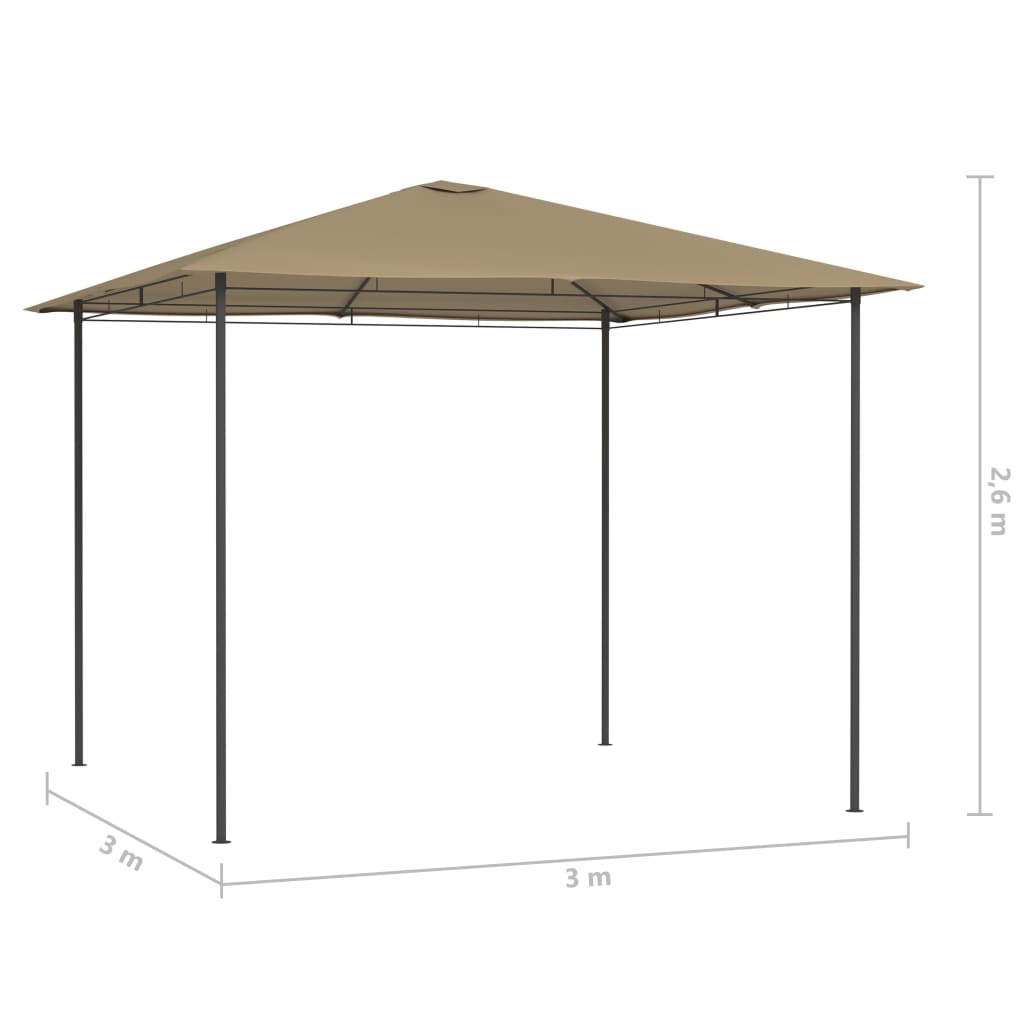 Paviljong 3x3x2,6 m taupe 160 g/m²