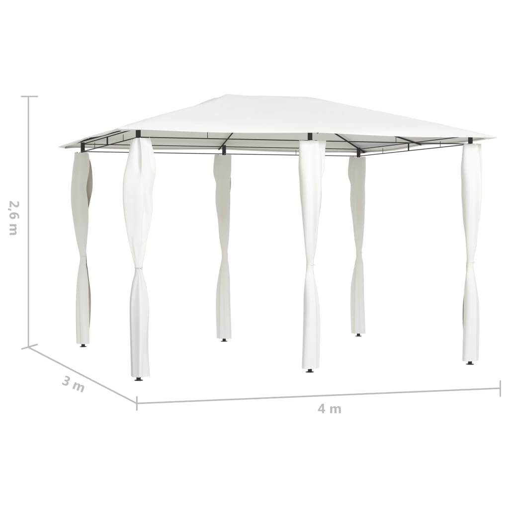 Paviljong med stolpar 3x4x2,6 m gräddvit 160 g/m²