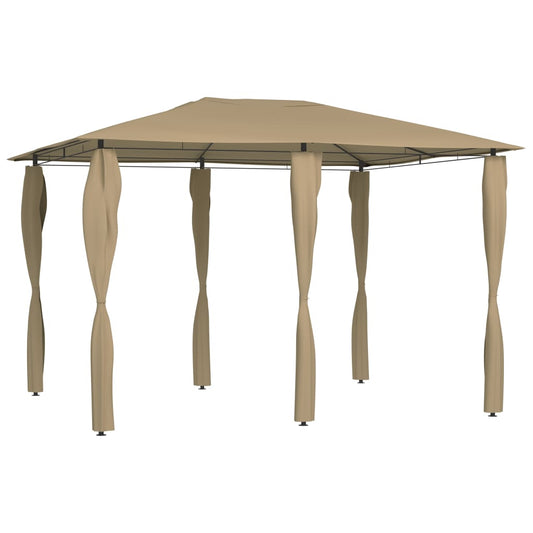 Paviljong med stolpar 3x4x2,6 m taupe 160 g/m²