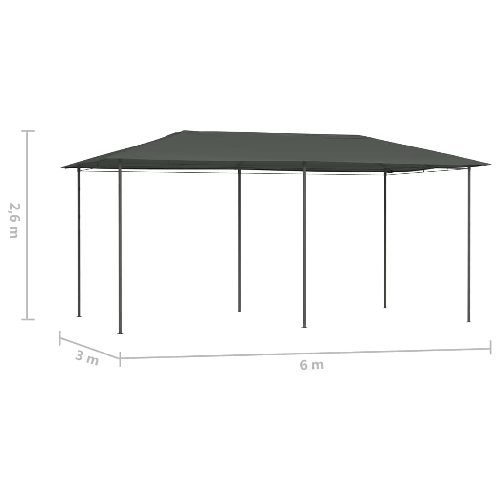 Paviljong 3x6x2,6 m antracit 160 g/m²