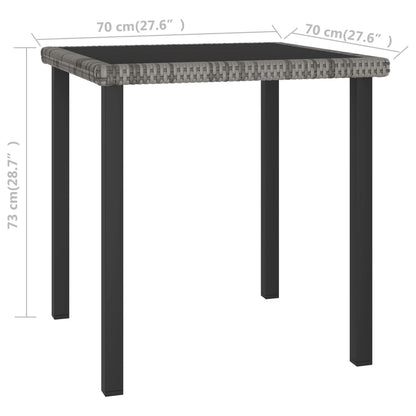 Trädgårdsbord grå 70x70x73 cm konstrotting