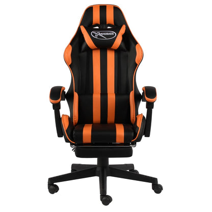 Gamingstol med fotstöd svart och orange konstläder