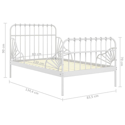 Utdragbar sängram vit metall 80x130/200 cm