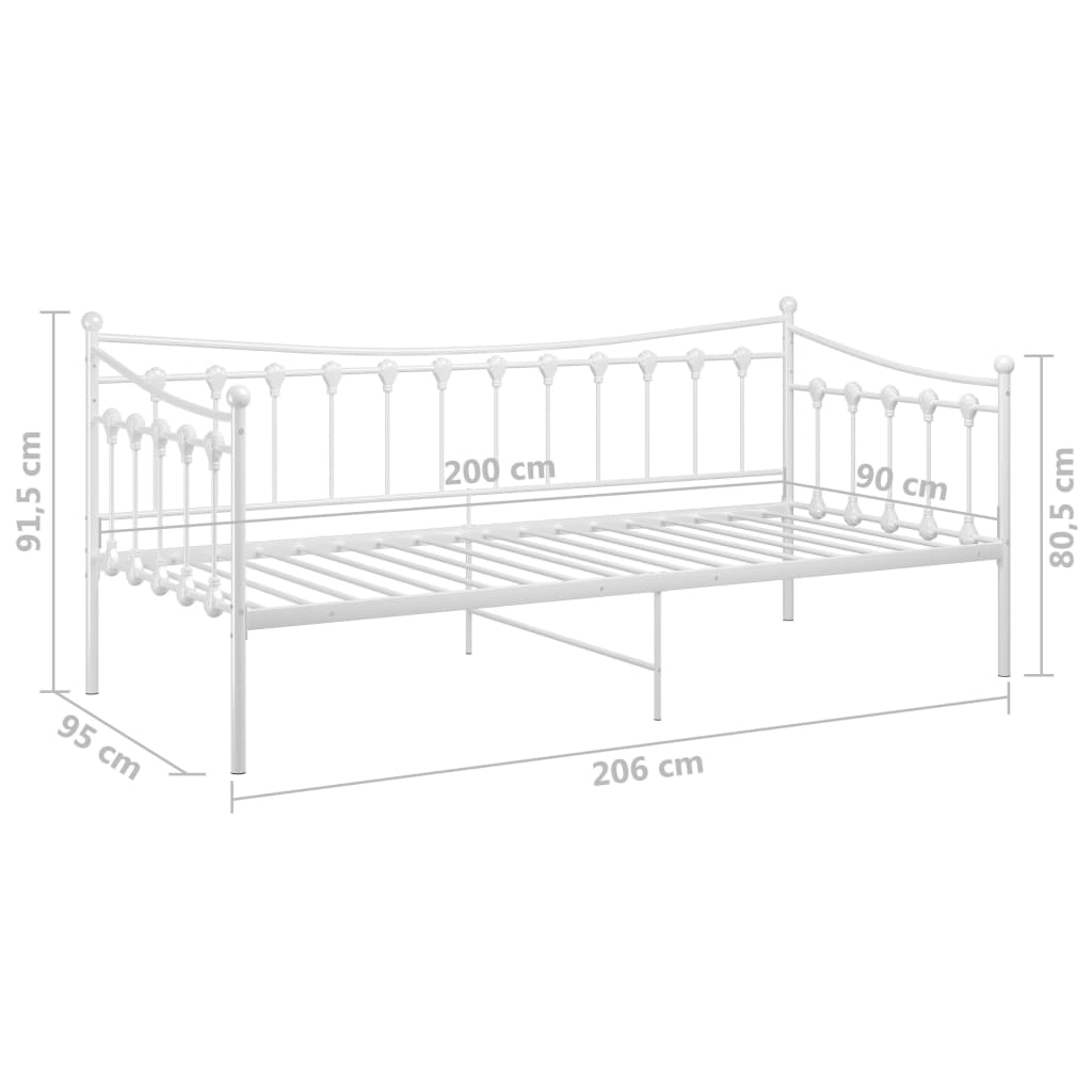 Sängram bäddsoffa vit metall 90x200 cm