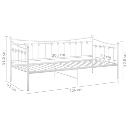 Sängram bäddsoffa vit metall 90x200 cm