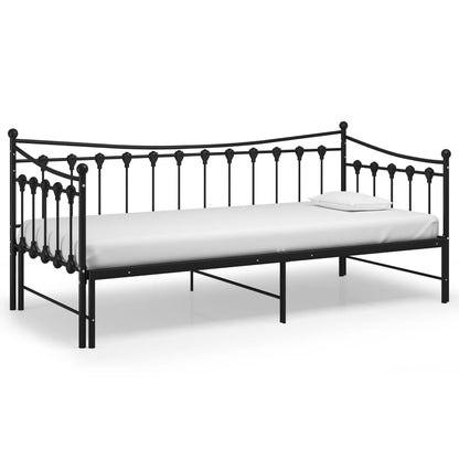 Utdragbar sängram bäddsoffa svart metall 90x200 cm