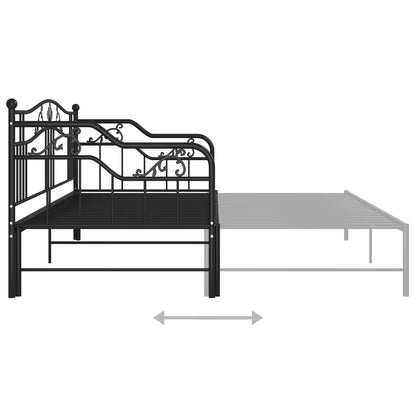 Utdragbar sängram bäddsoffa svart metall 90x200 cm