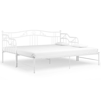 Utdragbar sängram bäddsoffa vit metall 90x200 cm