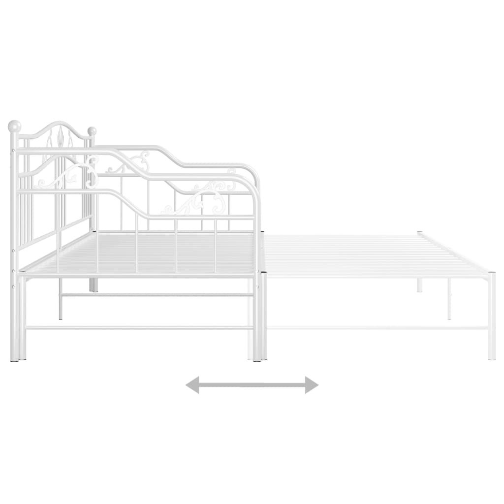 Utdragbar sängram bäddsoffa vit metall 90x200 cm