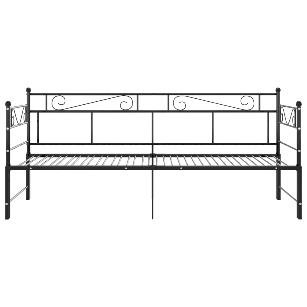 Utdragbar sängram bäddsoffa svart metall 90x200 cm