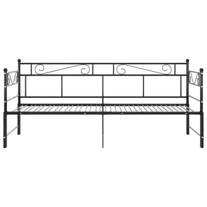 Utdragbar sängram bäddsoffa svart metall 90x200 cm