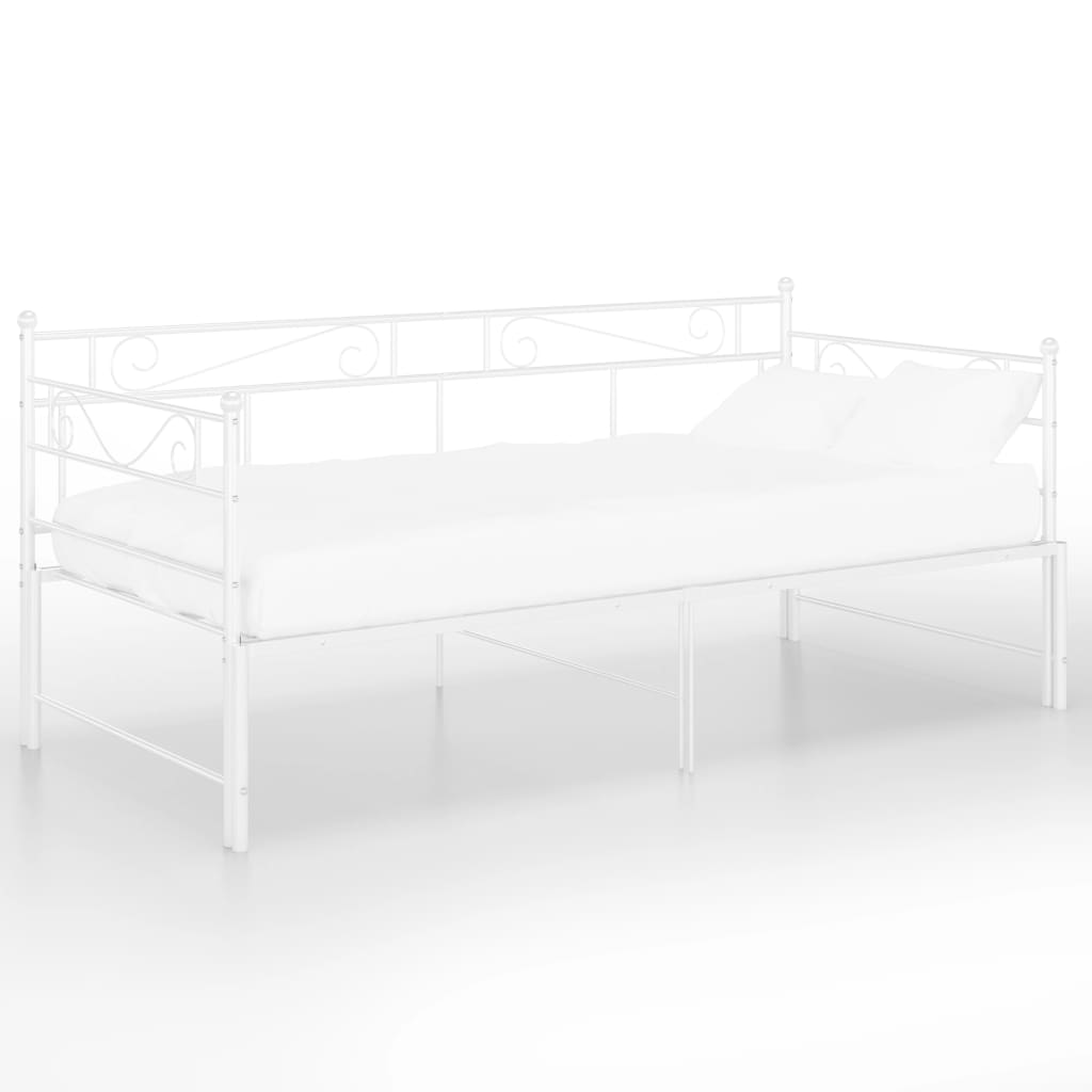 Utdragbar sängram bäddsoffa vit metall 90x200 cm