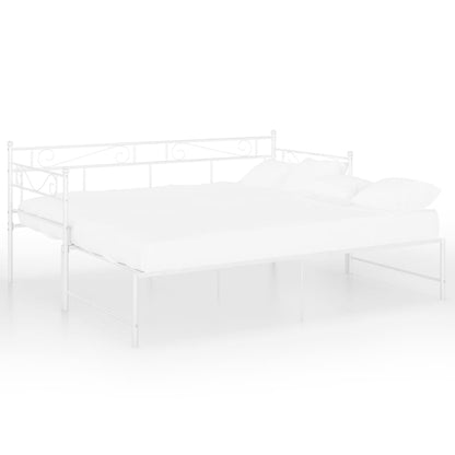 Utdragbar sängram bäddsoffa vit metall 90x200 cm