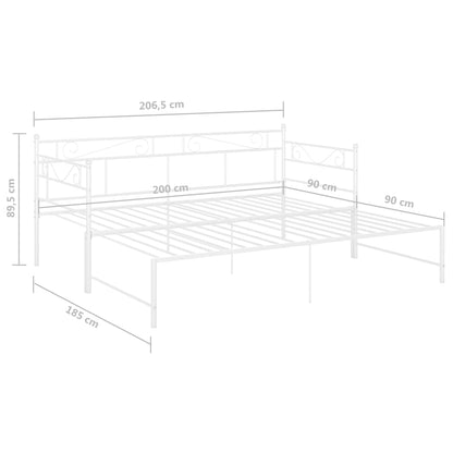 Utdragbar sängram bäddsoffa vit metall 90x200 cm