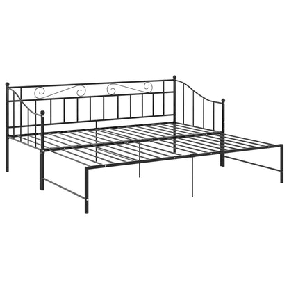 Utdragbar sängram bäddsoffa svart metall 90x200 cm