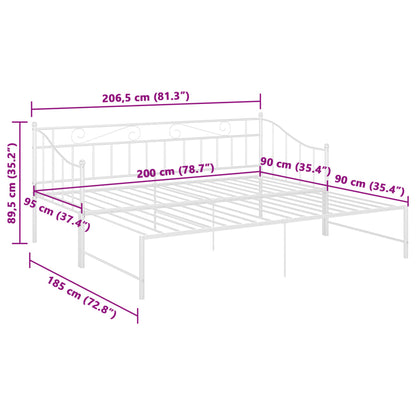 Utdragbar sängram bäddsoffa vit metall 90x200 cm