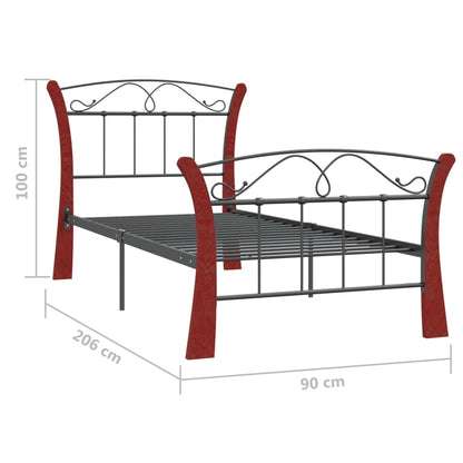 Sängram utan madrass svart metall 90x200 cm