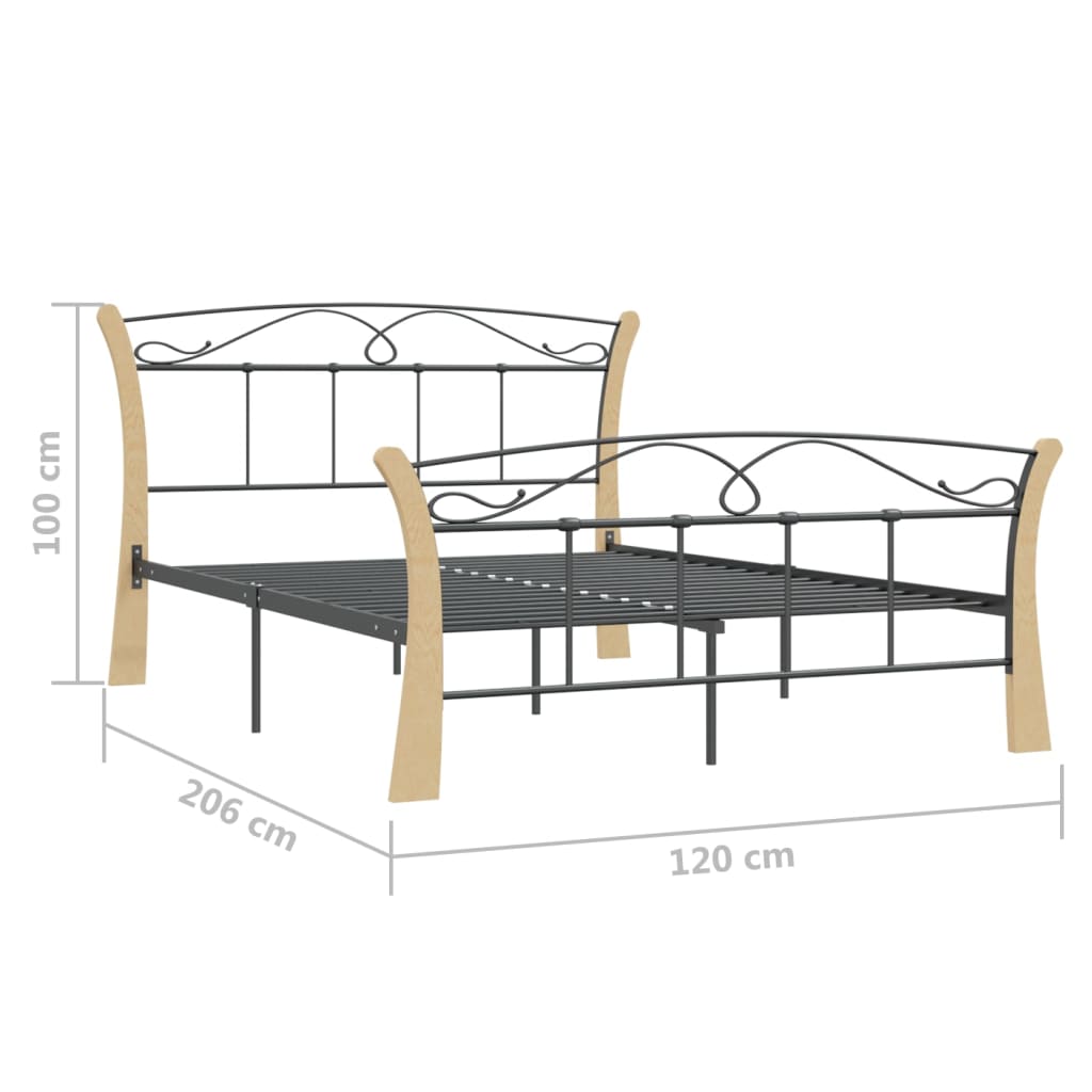 Sängram utan madrass svart metall 120x200 cm