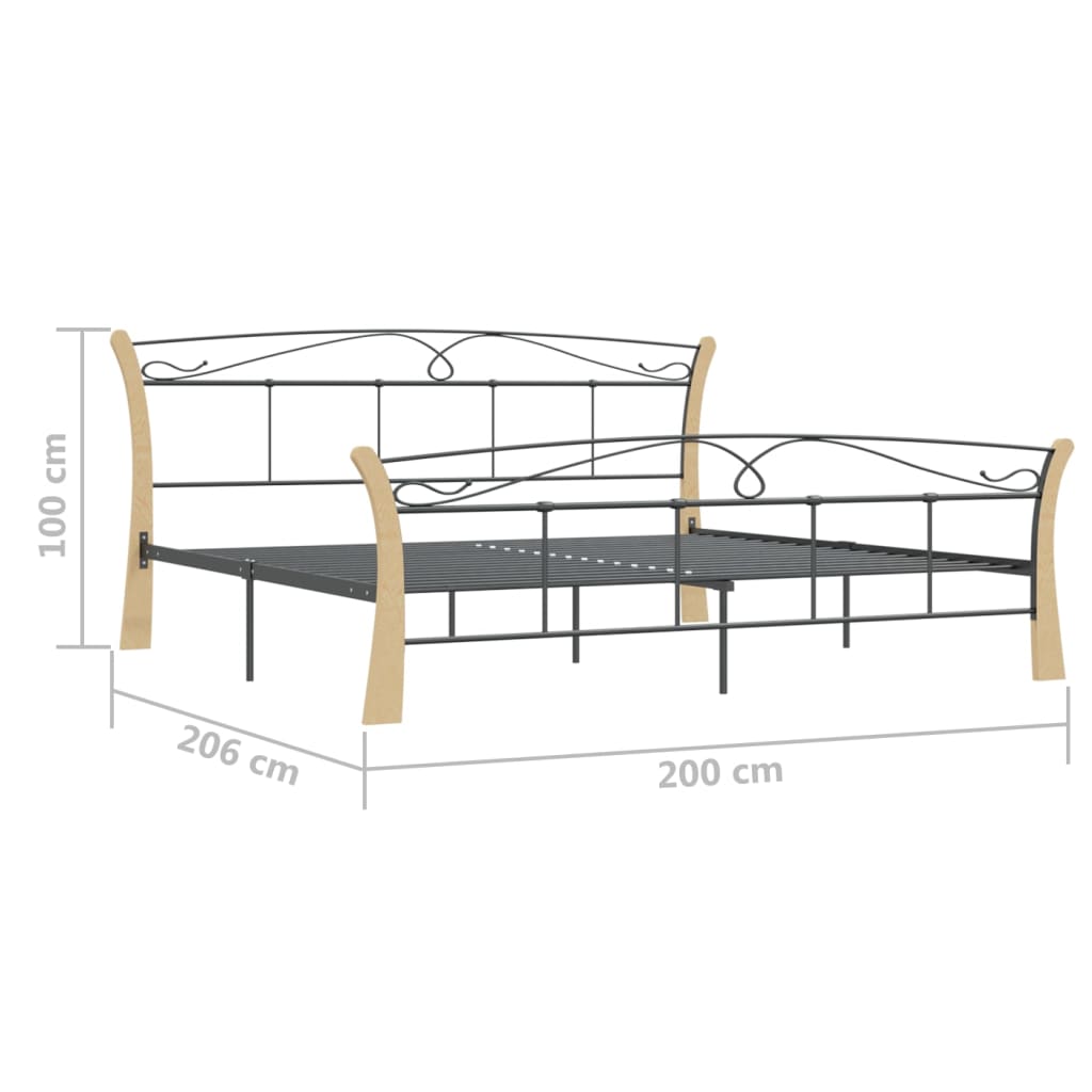 Sängram utan madrass svart metall 200x200 cm