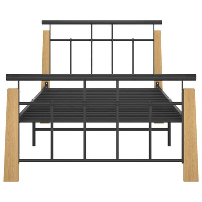 Sängram metall och massiv ek 90x200 cm