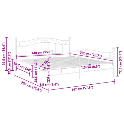 Sängram utan madrass vit metall 140x200 cm