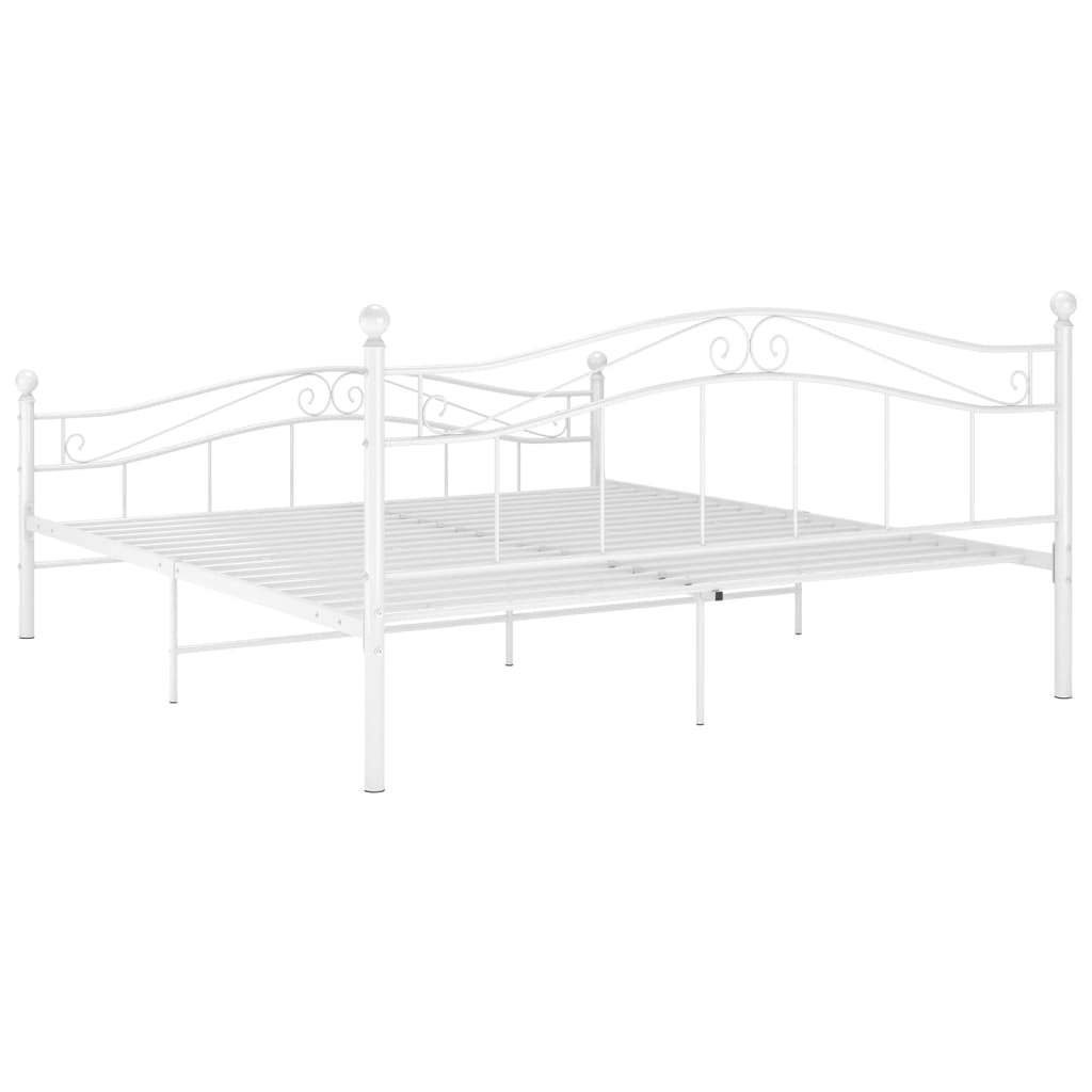 Sängram utan madrass vit metall 200x200 cm