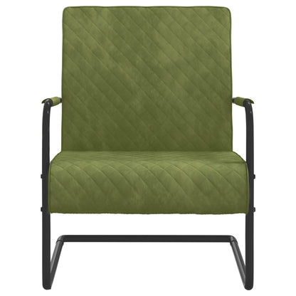 Fribärande stol ljusgrön sammet