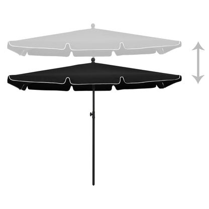 Parasoll med stång 210x140 cm svart