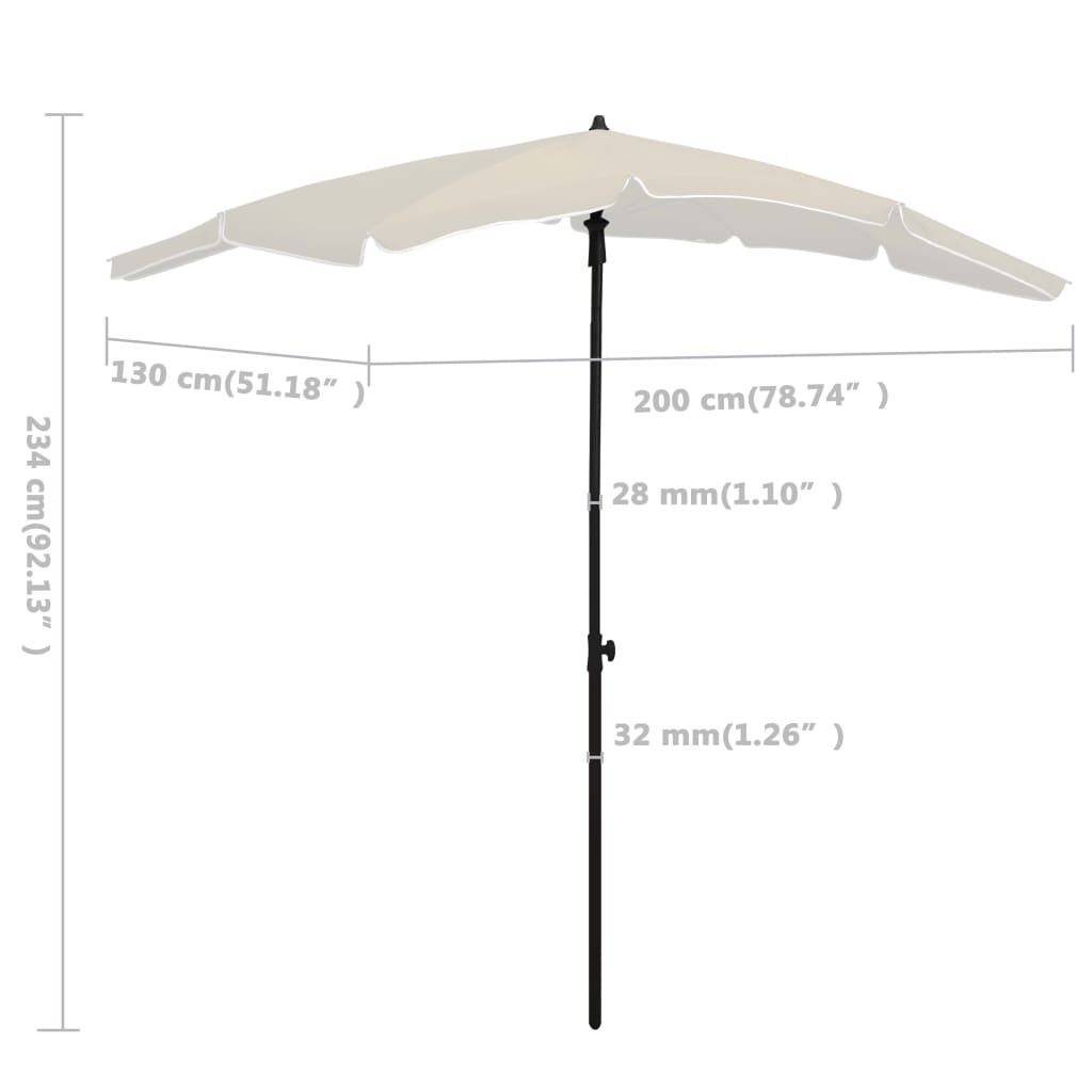 Parasoll med stång 200x130 cm sand