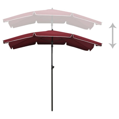 Parasoll med stång 200x130 cm vinröd