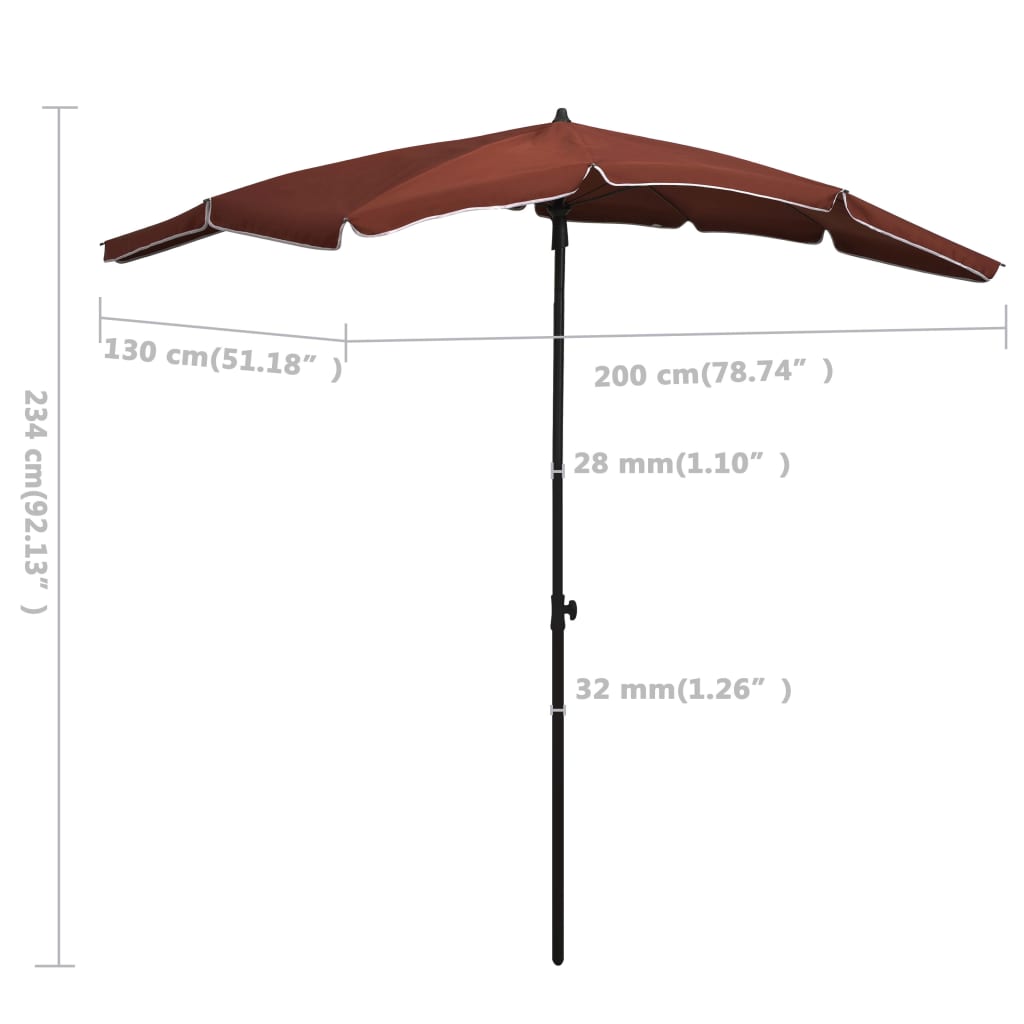 Parasoll med stång 200x130 cm terrakotta