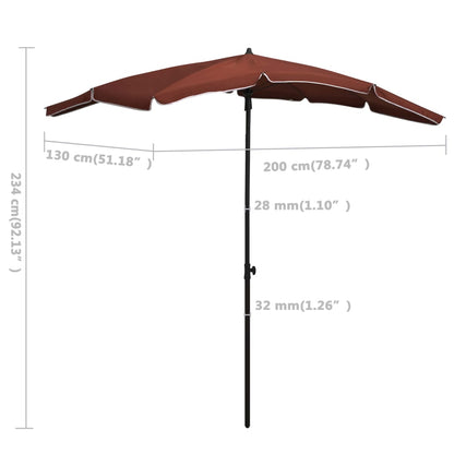 Parasoll med stång 200x130 cm terrakotta