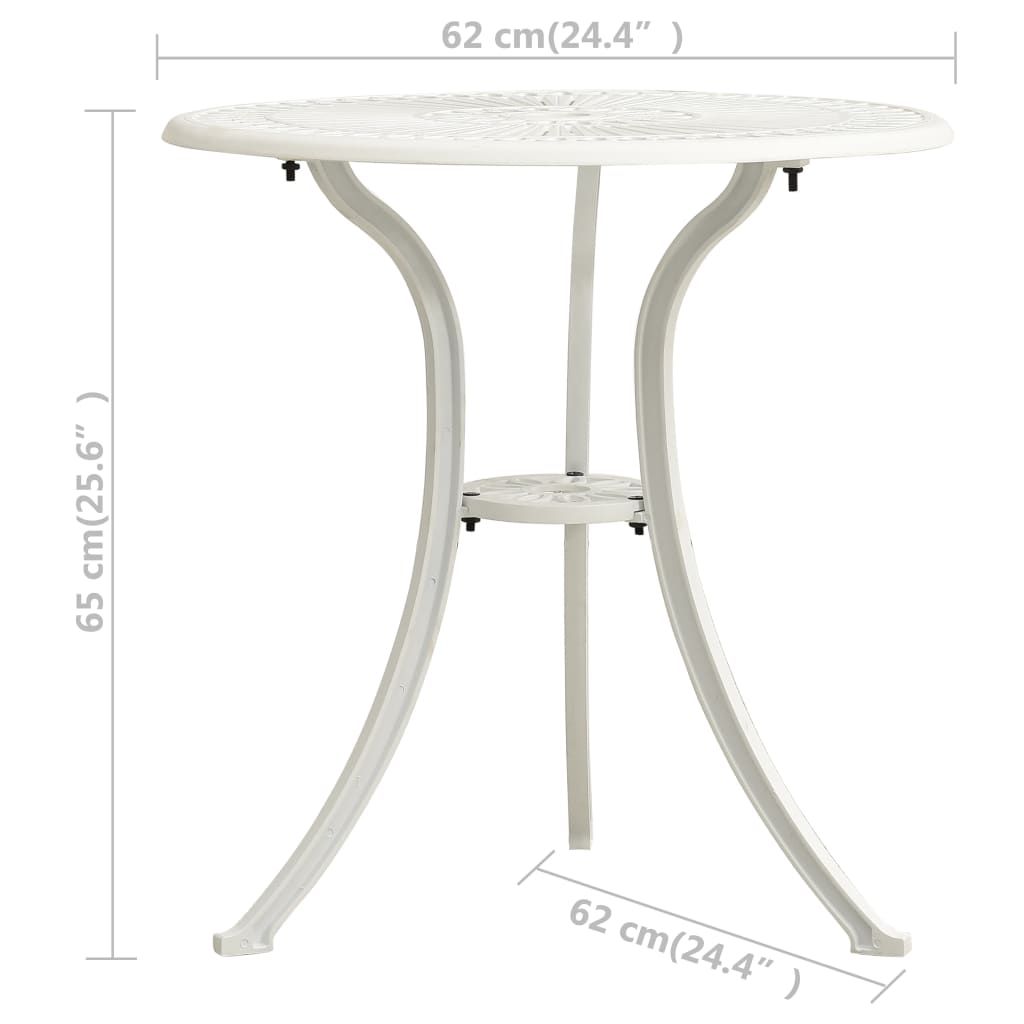 Trädgårdsbord vit 62x62x65 cm gjuten aluminium