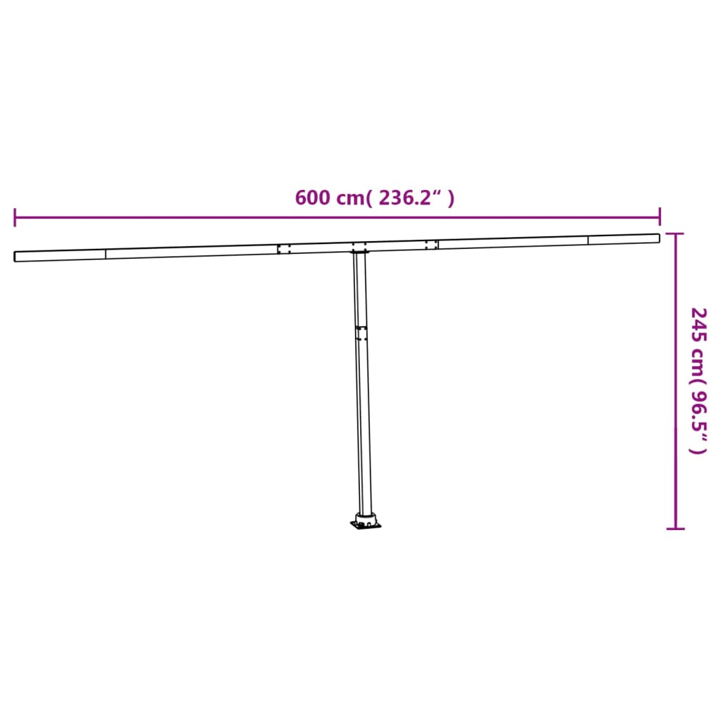 Markisstolpar set antracit 600x245 cm järn