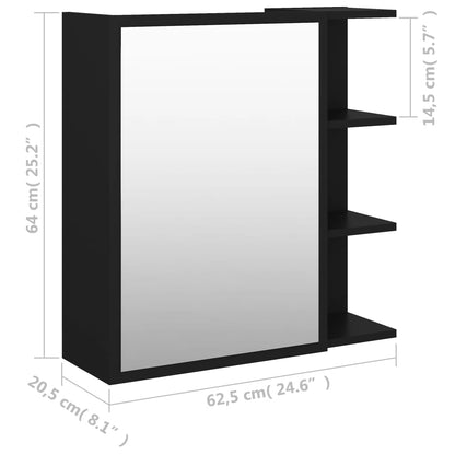 Spegelskåp för badrum svart 62,5x20,5x64 cm konstruerat trä