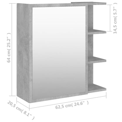 Spegelskåp för badrum betonggrå 62,5x20,5x64 cm konstruerat trä